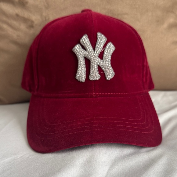 Red Cap with Rhinestone Logo - Picture 2 of 5